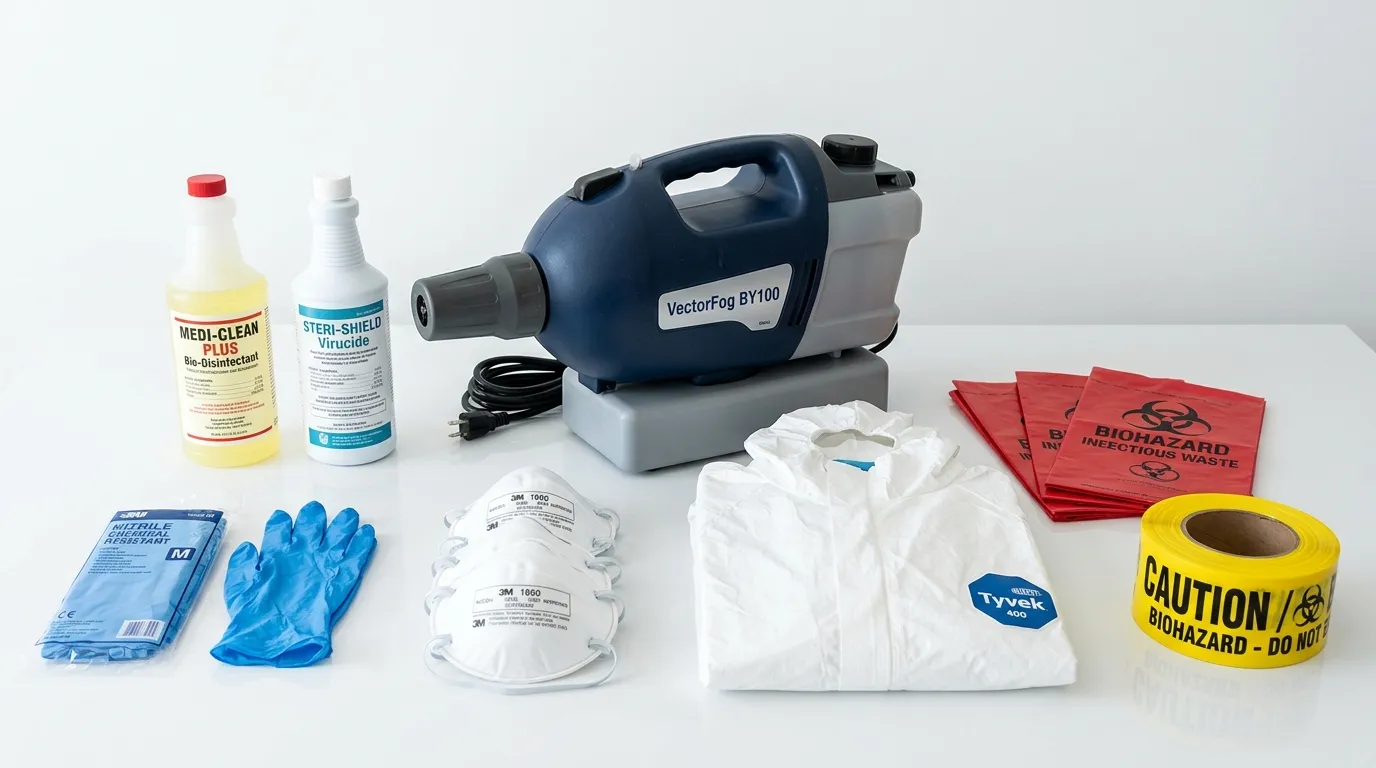Professional biohazard remediation crew working in Mansfield City